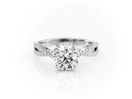 The Angelina Set With A 3 Carat Round Lab Diamond For Sale